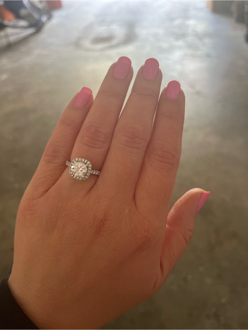 Lab created Halo Diamond Engagement Ring in white gold size 7